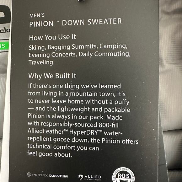 NWT Stio Pinion Down Sweater Jacket Mens Large Gray 800 Fill Windproof MSRP $270 - Picture 11 of 16